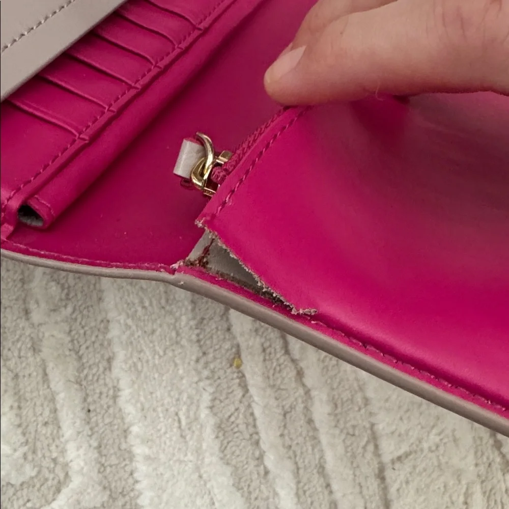 Kate Spade Winnie Wallet on Chain Arbour Hil Blush Pink Leather